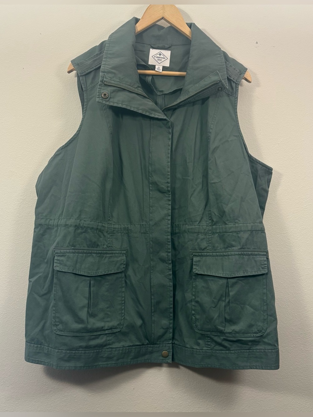 St. John's Bay olive green utility vest women’s 2X military safari fall fashion